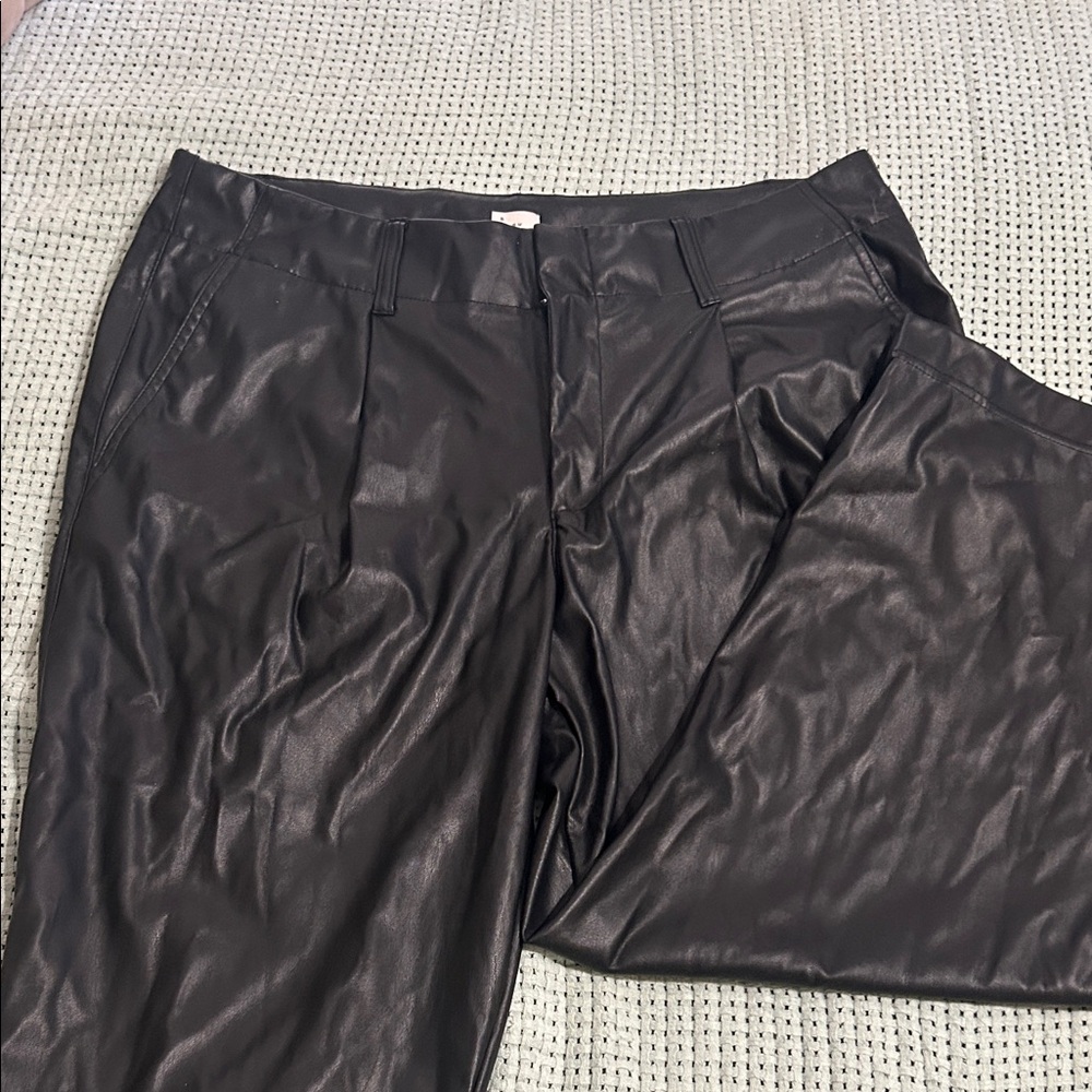 a new day Black Faux Leather Dress Pants